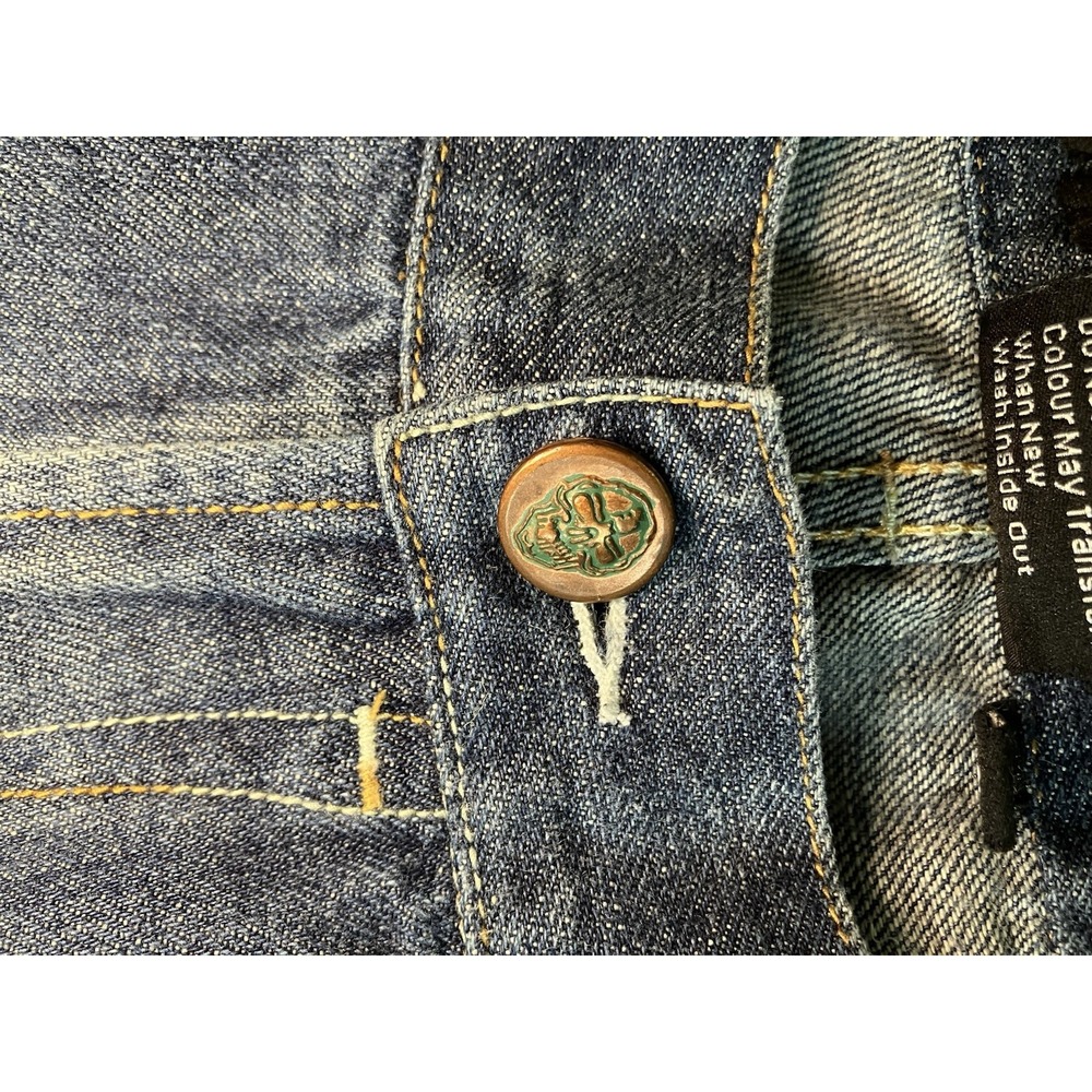 Y2K Mens Inkslinger Grunge Denim Baggy Skater Jeans Embroidered Details Sz 44x33 - Picture 12 of 12